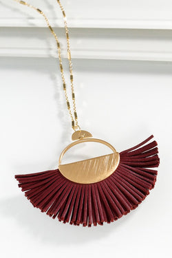 Leather Fan Pendant Necklace