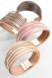 Multi Strand Leather Bracelet with Magnetic Closure