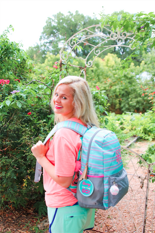 Jadelynn Brooke Mint Striped Backpack