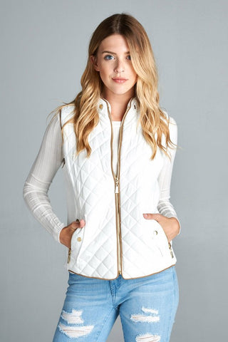 Quilted Suede Piped Vest
